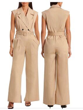Avec Les Filles Tan Jumpsuit